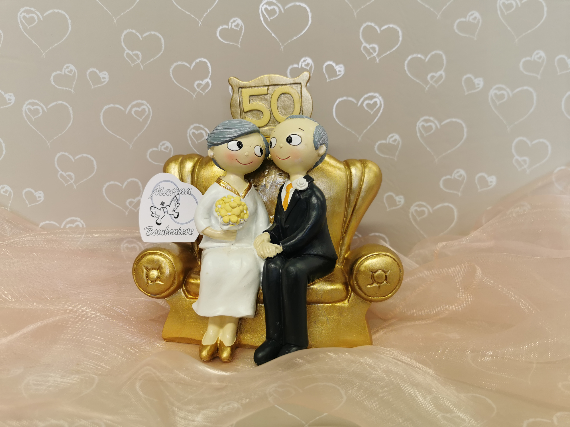 Coppia sposi nozze d'oro / 50° anniversario cake topper