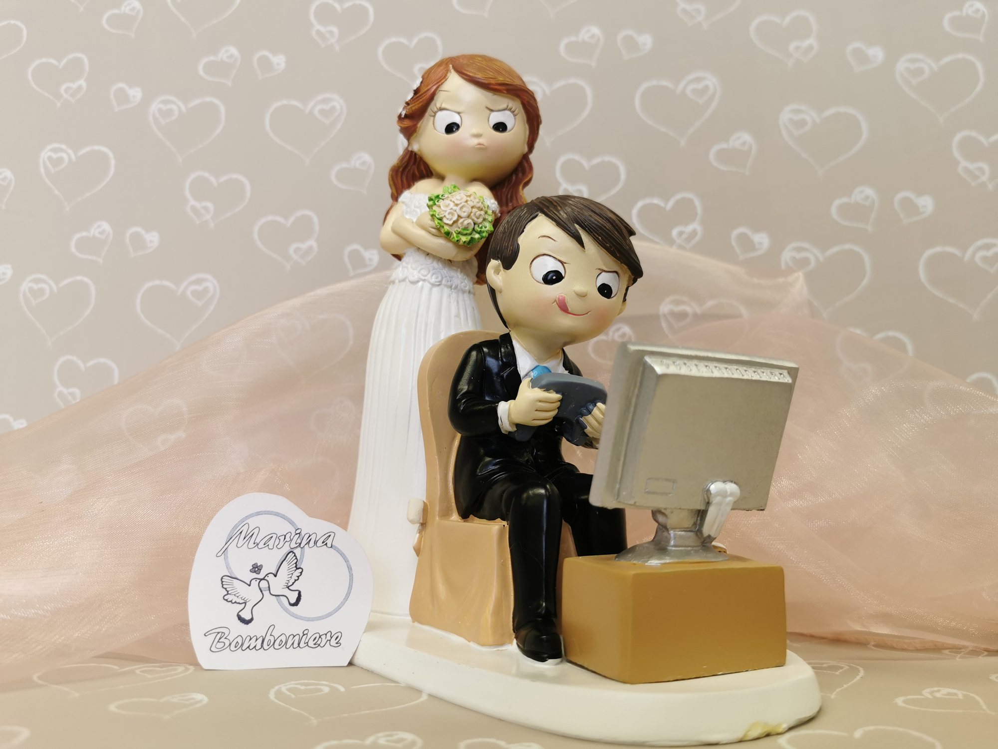 coppia sposi play station videogiochi cake topper