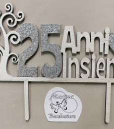 cake topper in legno 25 anni di matrimonio