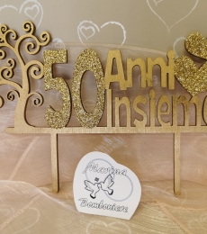 cake topper in legno 50 anni di matrimonio