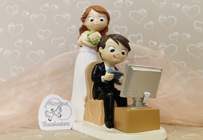 coppia sposi play station videogiochi cake topper